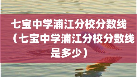 七宝中学浦江分校分数线（七宝中学浦江分校分数线是多少）
