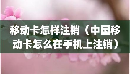 移动卡怎样注销（中国移动卡怎么在手机上注销）