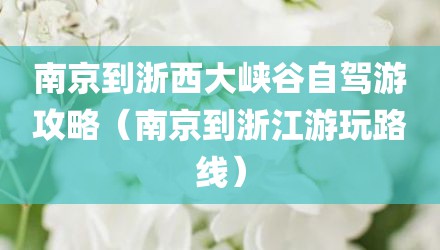 南京到浙西大峡谷自驾游攻略（南京到浙江游玩路线）