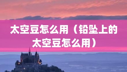 太空豆怎么用（铅坠上的太空豆怎么用）