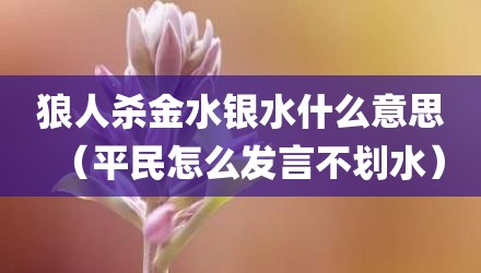 狼人杀金水银水什么意思（平民怎么发言不划水）