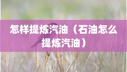 怎样提炼汽油（石油怎么提炼汽油）