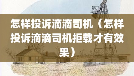 怎样投诉滴滴司机（怎样投诉滴滴司机拒载才有效果）
