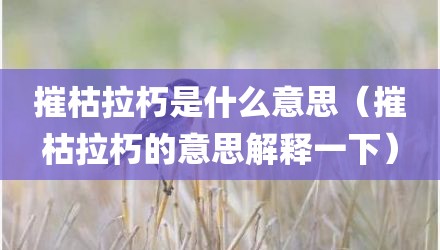 摧枯拉朽是什么意思（摧枯拉朽的意思解释一下）