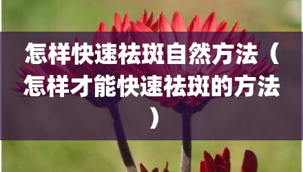 怎样快速祛斑自然方法(怎样才能快速祛斑的方法)