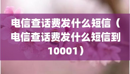 电信查话费发什么短信（电信查话费发什么短信到10001）