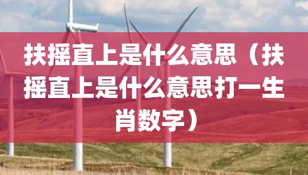 扶摇直上是什么意思（扶摇直上是什么意思打一生肖数字）