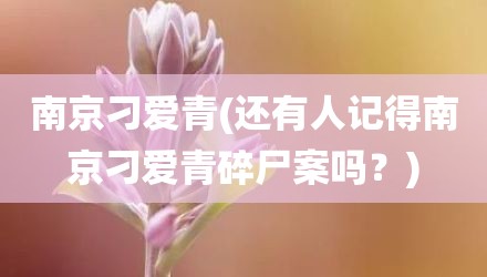 南京刁爱青(还有人记得南京刁爱青碎尸案吗？)