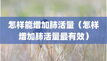怎样能增加肺活量(怎样增加肺活量最有效)