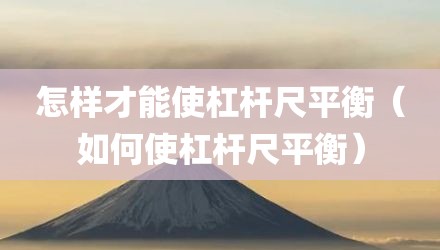 怎样才能使杠杆尺平衡(如何使杠杆尺平衡)