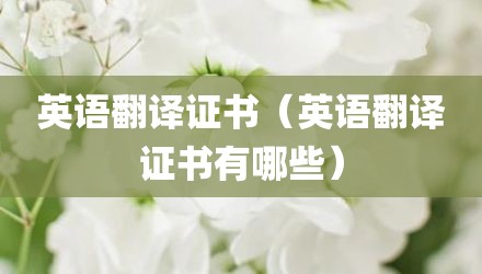英语翻译证书（英语翻译证书有哪些）