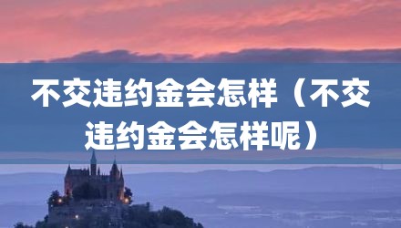 不交违约金会怎样（不交违约金会怎样呢）