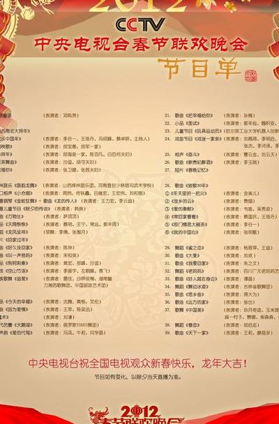 2012春节联欢晚会节目单(2012年春晚总导演和主持人名单？)