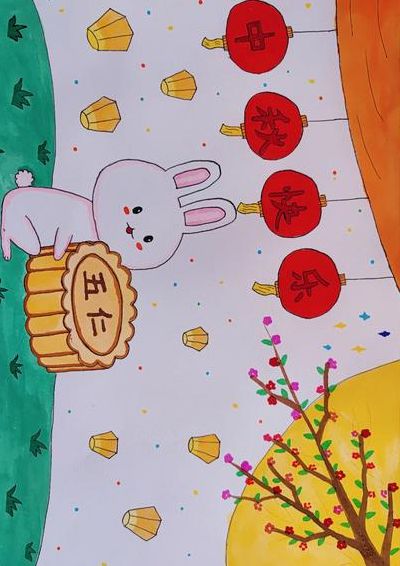 三四年级中秋节绘画作品(一二三年级画中秋绘画简单？)