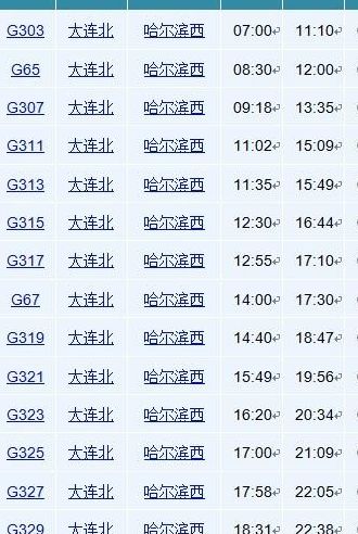 哈尔滨到大连高铁时刻表(哈尔滨到大连的高铁停运了吗？)