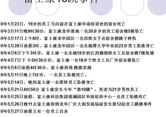 富士康事件(富士康13连跳是哪一年？)