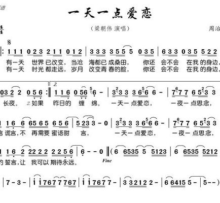 一天一点爱恋吉他谱("一点一点爱恋,一夜一夜思念"是哪首歌的歌词啊？)