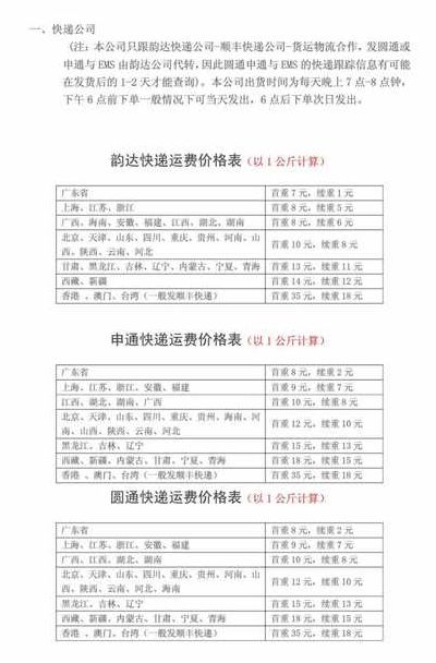 快递价格表(2023年各物流公司收费标准？)