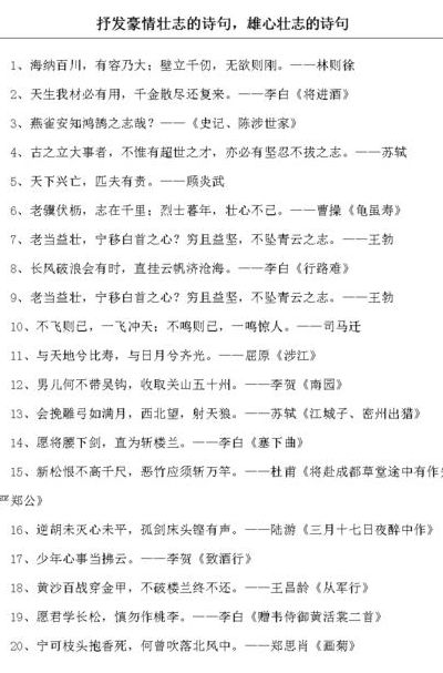 表达雄心壮志的名句（表达雄心壮志的名句诗句）