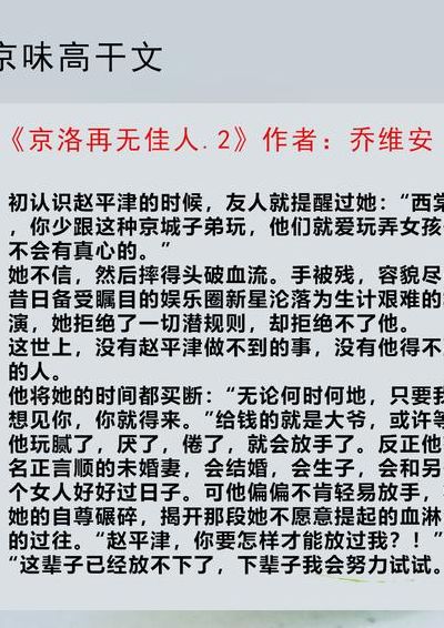 京味高干文(经典京味高干文？)