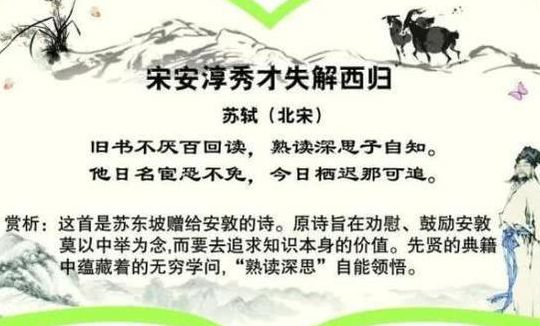 旧书不厌百回读(《宋安淳秀才失解西归》 （ 旧书不厌百回读 ） 全诗，的意思，苏轼的那首，急需？)