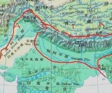 喜马拉雅山地图(阿尔卑斯喜马拉雅山系在地图上的位置？)