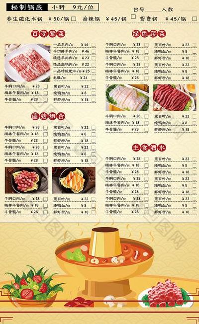 火锅店菜单（火锅店菜单模板）