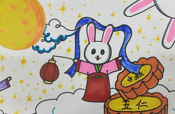 小学生中秋图画(画一幅表现中秋的图画？)