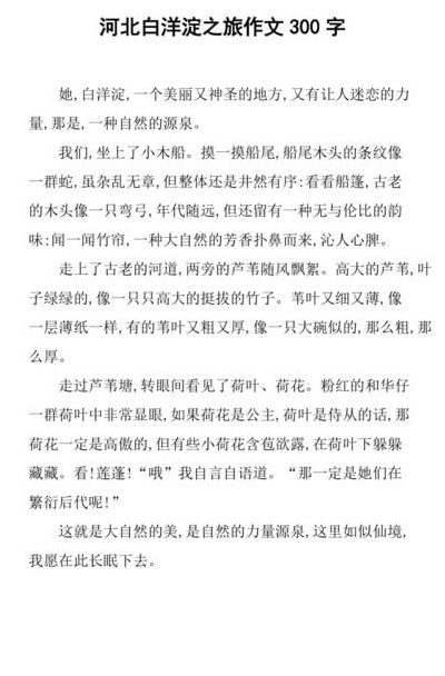 白洋淀一日游（白洋淀一日游作文300字）