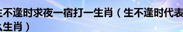 生不逢时打一生肖（生不逢时打一数字）