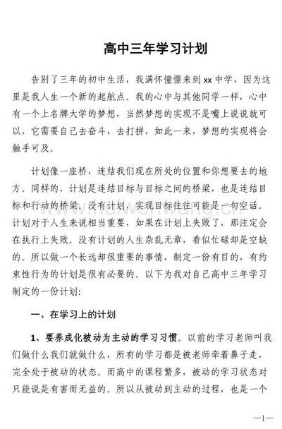 高中三年规划（高中三年规划500字）