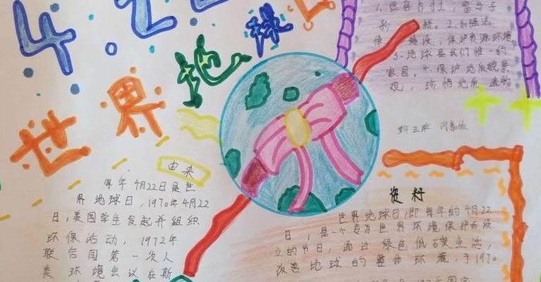 地球日手抄报简单字少（地球日手抄报a4纸）