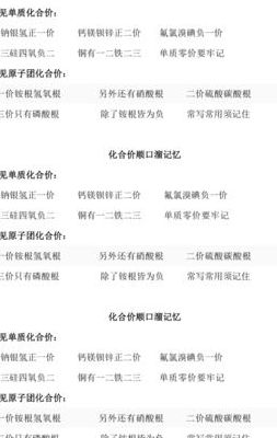化合价顺口溜（化合价顺口溜符号）