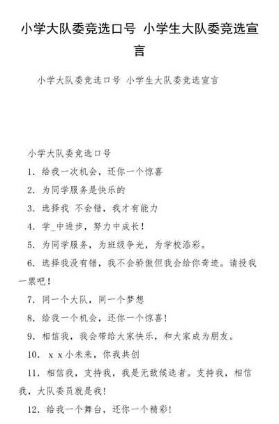 大队委竞选口号（大队委竞选口号有趣）