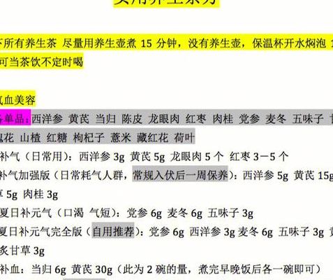 保健养生茶配方（经典养生茶配方）