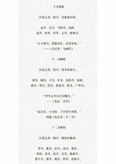 每月1一30日的别称（每月三十日的别称）