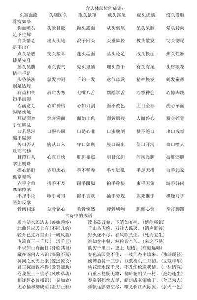 含有人体部位的成语（含有人体部位的成语有多少）