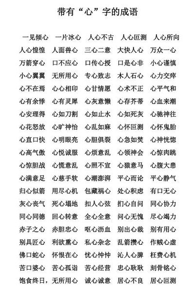 心字开头的成语大全集（心字开头的成语大全集四个字）
