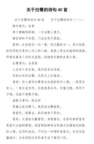 白鹭的诗句（赞美白鹭的诗句）