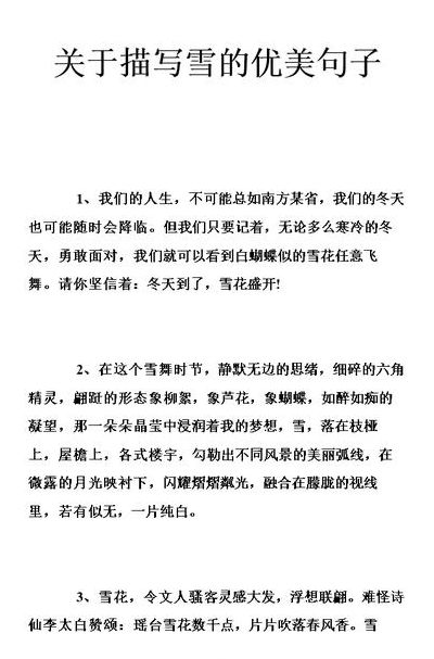 写雪的优美句子（写雪的优美句子100字左右）