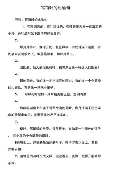 荷叶像什么比喻句（圆圆的荷叶像什么比喻句）