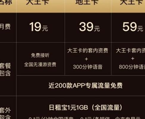 移动大王卡18套餐详情（移动大王卡套餐介绍19元怎么办理）