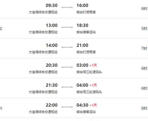 大连到烟台船票时刻表(大连到烟台的船票价格，时间？)