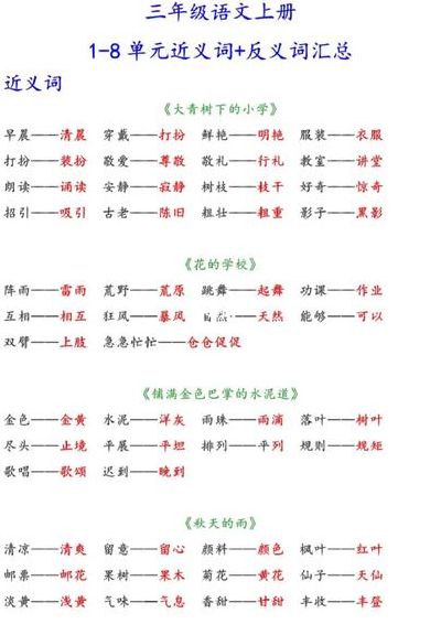 好听的近义词三年级上册（好听的近义词三年级上册语文）