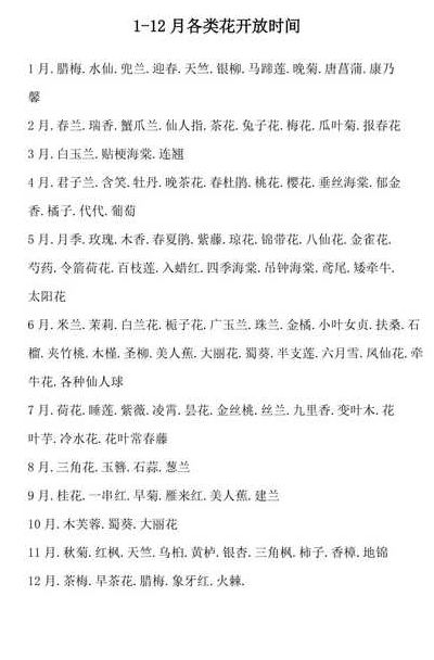 十二个月各开什么花（十二个月开什么花的写话三年级）