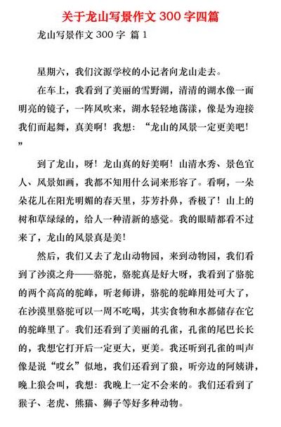 龙山公园（龙山公园作文300字）