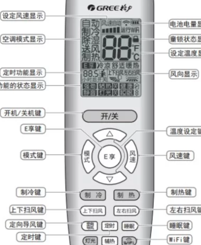 格力空调遥控器功能图（格力空调遥控器功能图 制热）