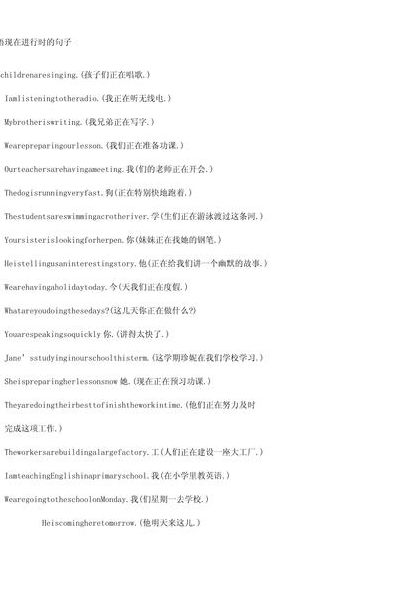 现在进行时的句子（现在进行时的句子,英语）