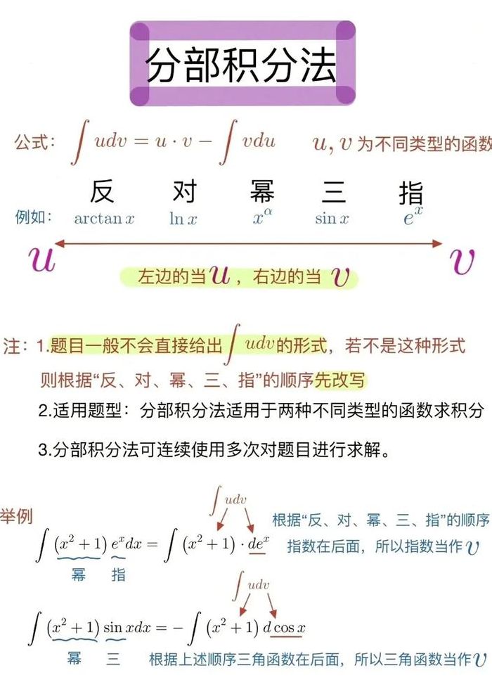 分部积分法公式（分部积分法公式定积分计算）