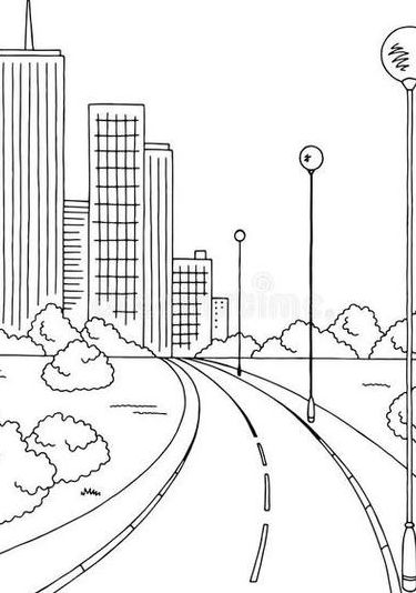 街道简笔画（城市街道简笔画）